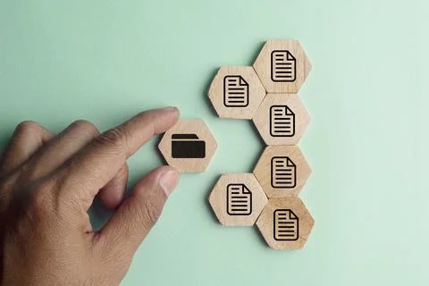 File and folder icons. The concept of saving files to folders. document man.. Stock Photos