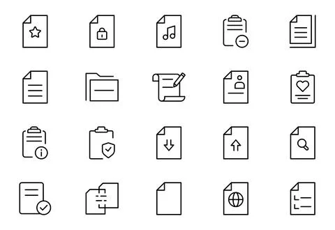 File and folder line Icon Set. Streamlined icons for organizing, storing, a.. Stock Illustration
