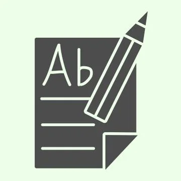 File and pencil solid icon. Document With Pencil glyph style pictogram on white Illustrazione stock