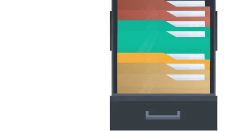 File. Animation for searching document files. Card file, cartoon Stock Footage 132098601