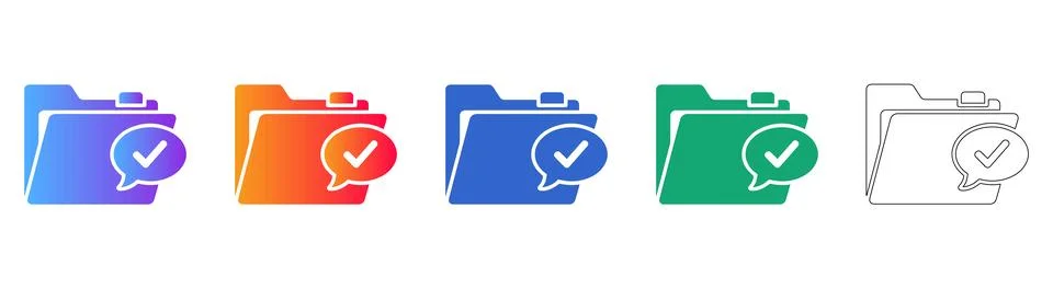 File Approval Folder Icon Set Illustrazione stock