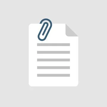 File attach icon in flat style. Document with paper clip vector illustratio.. Stock Illustration
