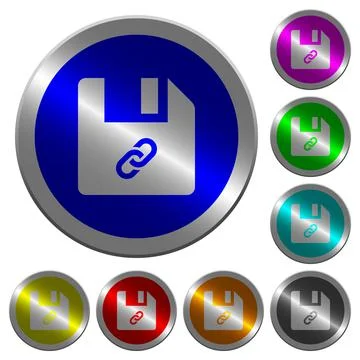 File attachment luminous coin-like round color buttons Stock Illustration
