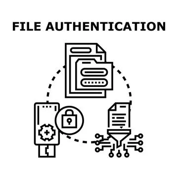File authentication process for secure data access 库存插图