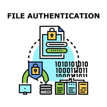 File authentication process securing digital data access Stockillustratie