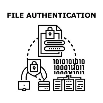 File authentication process securing digital data access Stockillustratie