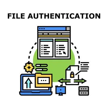 File authentication verifying digital data access security Stockillustratie