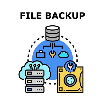 File backup restoration data archiving process Stock Illustration