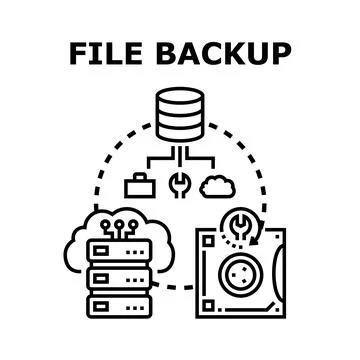File backup restoration data archiving process Stock Illustration