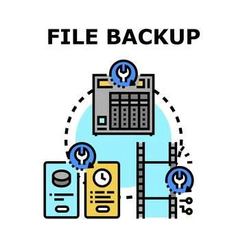 File backup system creating data storage copies Stock Illustration