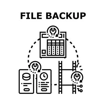 File backup system creating data storage copies Stock Illustration