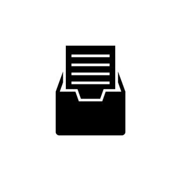 File Cabinet with Documents Flat Vector Icon Stock Illustration