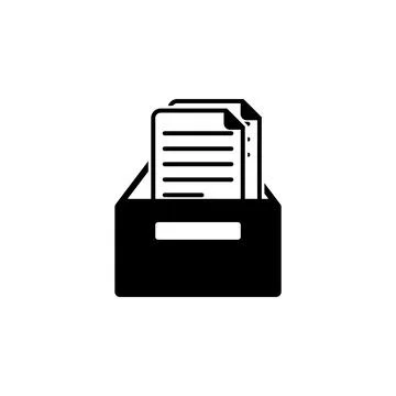 File Cabinet with Documents Flat Vector Icon Stock-Illustration