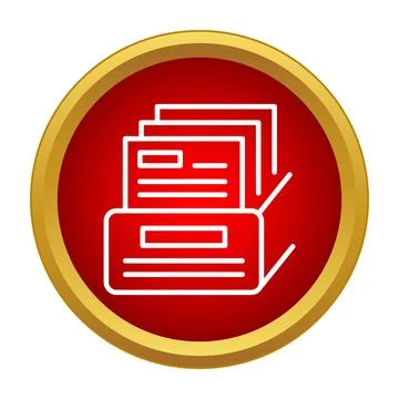 File cabinet icon with documents inside a red circle Stock Illustration