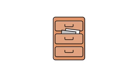 A file cabinet with an open drawer displaying a single file inside. Stock Footage 335259513