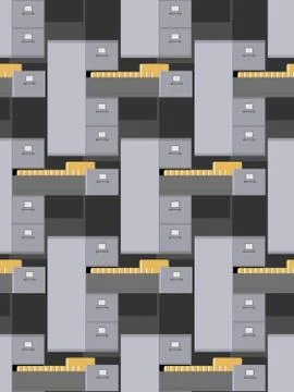 File Cabinet pattern. Card index ornament. Iron box for documents texture. .. Stock Illustration