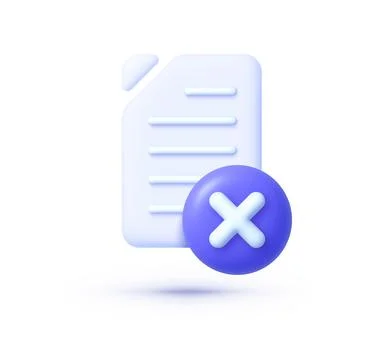 File cancel 3d. Paper document icon. Vector illustration Stockillustratie