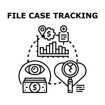 File case tracking process investigation and analysis Stock Illustration