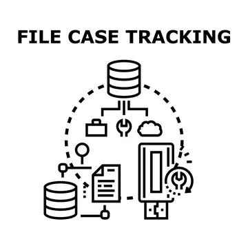 File case tracking system with data management concept Stock Illustration
