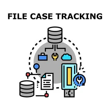 File case tracking system with data management concept Stock Illustration