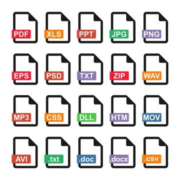 File collection flat icon isolated on white background. Document set. Format Stock Illustration