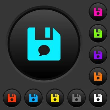 File comment dark push buttons with color icons Stock Illustration