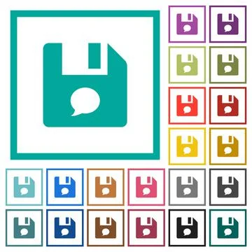 File comment flat color icons with quadrant frames Stock Illustration