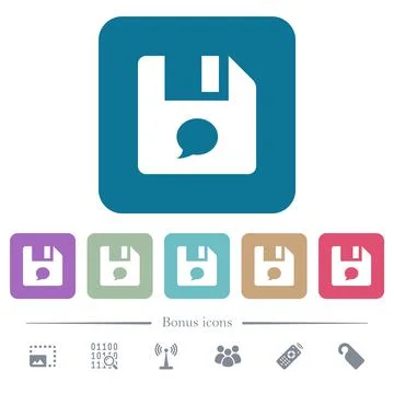 File comment flat icons on color rounded square backgrounds イラスト素材