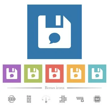 File comment flat white icons in square backgrounds Stock Illustration