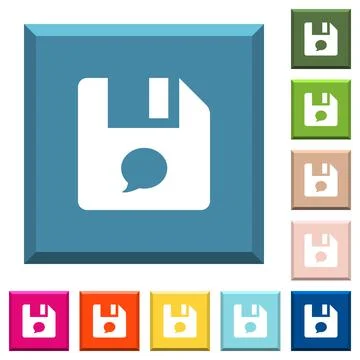 File comment white icons on edged square buttons Stock Illustration