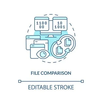 File comparison turquoise concept icon Stock Illustration