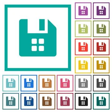 File components flat color icons with quadrant frames Stockillustratie