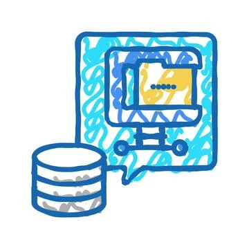 File compression digital processing icon doodle illustration Stock Illustration