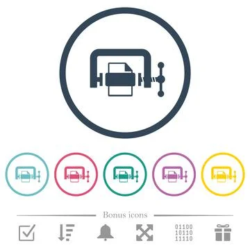 File compression solid flat color icons in round outlines Stock Illustration
