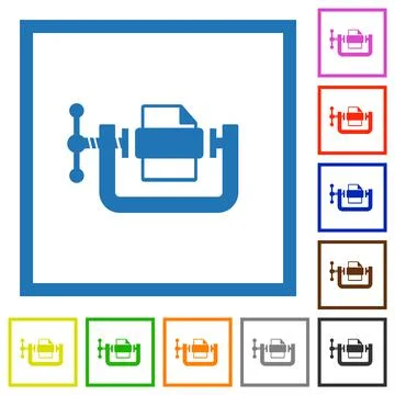 File compression solid flat framed icons Stockillustratie