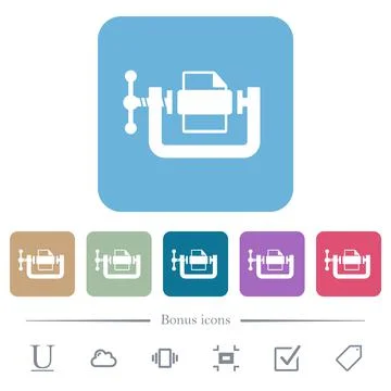 File compression solid flat icons on color rounded square backgrounds Illustrazione stock