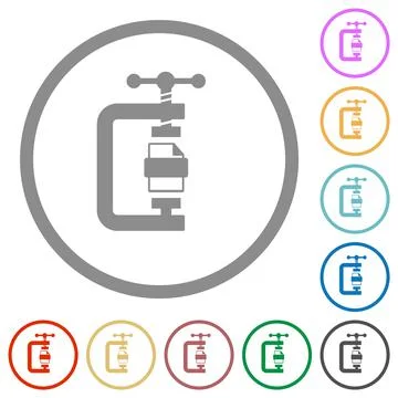 File compression solid flat icons with outlines Stock Illustration