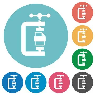 File compression solid flat round icons Stock Illustration