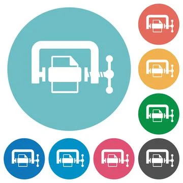 File compression solid flat round icons Stock Illustration