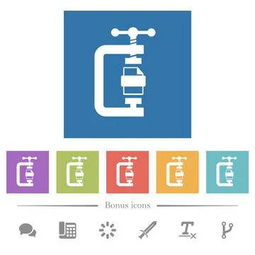 File compression solid flat white icons in square backgrounds 库存插图