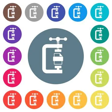 File compression solid flat white icons on round color backgrounds Stock Illustration