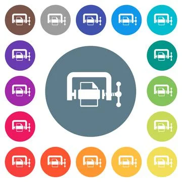 File compression solid flat white icons on round color backgrounds Stock Illustration