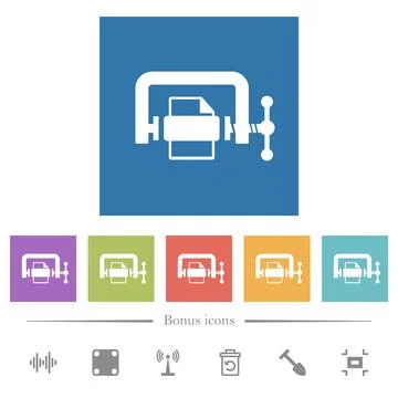 File compression solid flat white icons in square backgrounds Stock Illustration