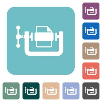 File compression solid rounded square flat icons Stock Illustration