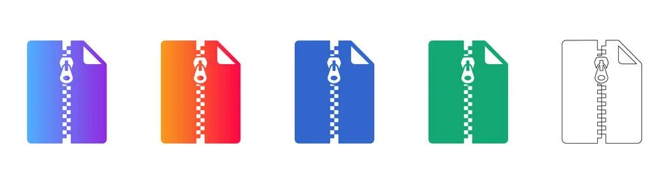 File Compression Zip Icons Stock Illustration