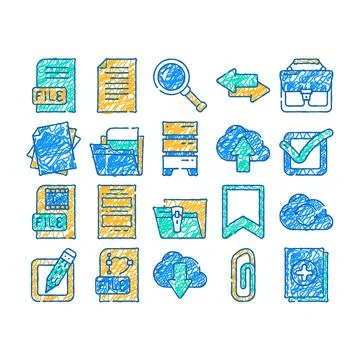 File computer digital document icon hand drawn Stock Illustration