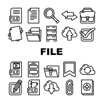 File Computer Digital Document Icons Set Vector Illustrazione stock