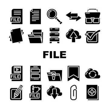 File Computer Digital Document Icons Set Vector Illustrazione stock