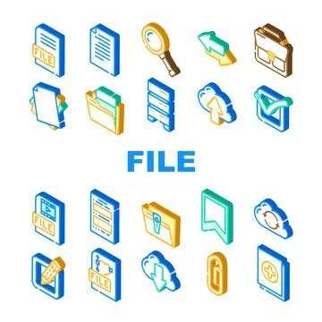 File Computer Digital Document Icons Set Vector Illustrazione stock