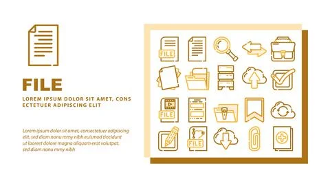File Computer Digital Document Landing Header Vector Stock Illustration